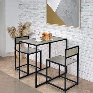 Costway Set da pranzo da 3 pezzi con struttura di metallo, Tavolo da cucina con 2 sedie per spazi ridotti Grigio
