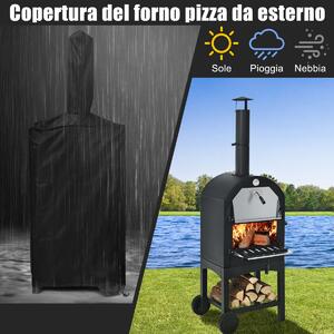 Costway Forno riscaldato a legna con piastra per pizza portatile da esterno, Fornello da campeggio per pizza Nero