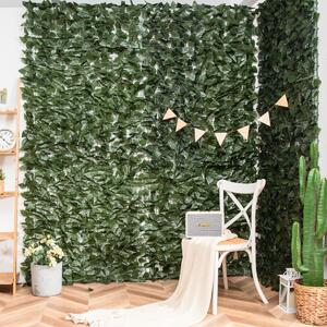Costway Siepe artificiale con 24 piccoli pannelli e 1728 foglie di faggio, Siepe decorazione per privacy 300x100cm