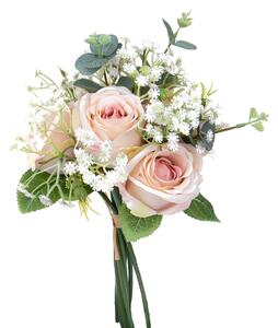 Set 3 Bouquet Artificiali Rose Gypsophila 32 cm