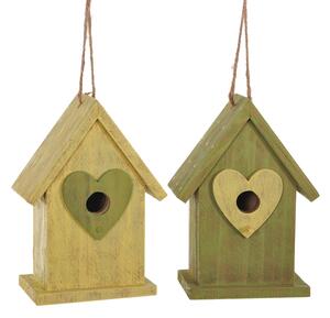Set 4 Casette per Uccelli da Appendere in Legno H 16 cm