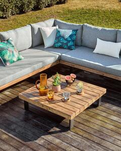Set Zalika divano angolare 5 posti e tavolo in legno massello di acacia FSC 100%