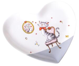 Set 4 Piatti a Forma di Cuori con Decori Larghezza 19,5 cm