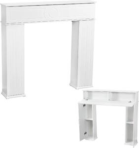 Rinnovamento decorativo del camino: cornice per camino con spazio contenitivo e ripiani - 100x107x18 cm - MDF - 6 vani - Aspetto antico - Bianco