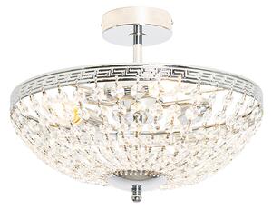 Klassieke plafondlamp staal met kristal 3-lichts - Mondrian