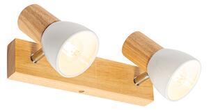 Faretto da soffitto legno e bianco a 2 luci orientabili - Thorin