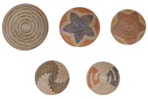 Set di 5 piatti da appendere decorativi in alghe naturali con decorazioni da parete in stile africano Beliani