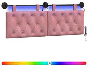 Testiera sospesa Con luce LED Rosa Velluto