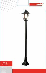 Lampione da giardino Kayak H121 cm, E27 in alluminio, nero IP43