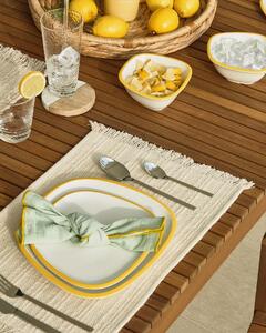 Piatto da dessert Odalin in porcellana bianca e gialla
