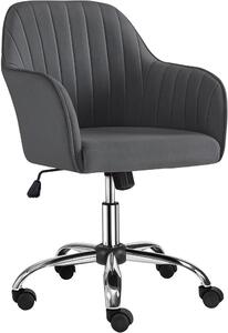 Sedia da ufficio per smart working, con altezza regolabile, sedia da trucco, colore grigio scuro | Sedia da scrivania con tessuto traspirante, sedia da ufficio con braccioli, adatta per studio, camera da letto, con capacità di carico fino a 136 kg