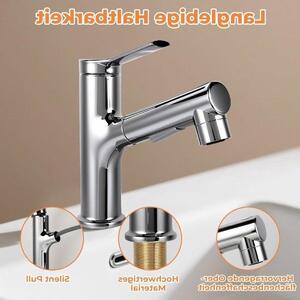 Miscelatore per lavabo con soffione estraibile, ideale per acqua calda e fredda, perfetto per servizi igienici e scarichi