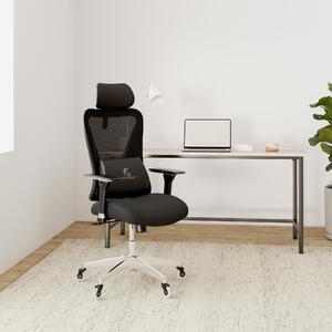 Sedia da ufficio ergonomica, dimensioni extra, rete nera, capacità di carico di 150 kg, struttura in polimero