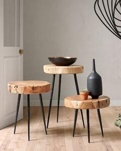 Tavolino Eider in legno massello di acacia e acciaio Ø 33 cm
