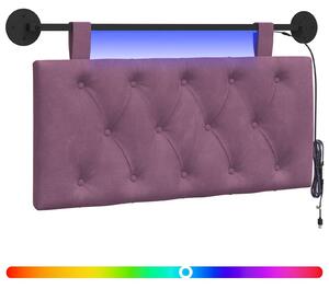Testiera sospesa Con luce LED Viola Velluto