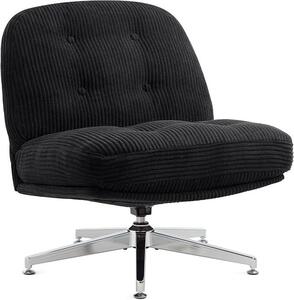 Sedia da ufficio senza braccioli, poltrona da salotto con gambe incrociate | Sedia girevole ergonomica con imbottitura extra e grande cuscino, sedia da scrivania per l'ufficio domestico, toeletta, camera da letto (nera)