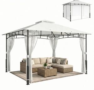 Outsunny, gazebo da giardino, 3x3,6 metri, con zanzariera, tetto a doppia falda, colore nero
