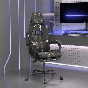 Sedia da gaming con poggiapiedi e schienale regolabile, sedia da ufficio ergonomica in ecopelle, nera e mimetica, girevole, regolabile in altezza, con rotelle, ideale per l'ufficio domestico e le camere dei ragazzi