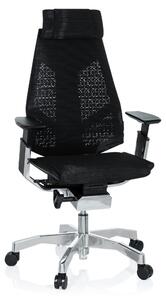Sedia da ufficio di alta qualità GENIDIA PRO, ergonomica, con braccioli e rivestimento in rete, colore nero. Sedia girevole per ufficio o per la casa