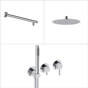 SANYCCES LOOP Miscelatore monocomando da incasso con deviatore, doccetta e flessibile + braccio doccia e soffione doccia a pioggia, cromato