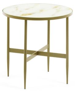 Tavolino Elisenda in vetro bianco e struttura in acciaio finitura oro Ø 50 cm
