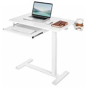 Tavolino laterale VEVOR con ruote, 80x45 cm, tavolino da divano, tavolino per laptop, scrivania regolabile in altezza da 675 a 1080 mm, tavolino per pazienti con supporto per tastiera e portabicchieri, colore bianco