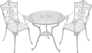 Set da giardino DEGAMO Bistroset, set da salotto in stile Art Nouveau, 3 pezzi, fusione di alluminio bianca, resistente alle intemperie