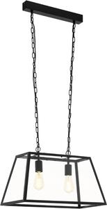 Lampada a sospensione, vetro, trasparente, nero, H 110 cm, AMESBURY