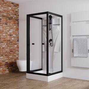 Schulte cabina completa Juist, 80 x 80 x 190 cm, vetro di sicurezza (ESG) chiaro, nero opaco