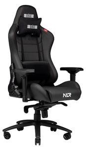 Sedia da gaming ergonomica - in pelle nera - con robusta struttura in metallo - sedia da corsa confortevole
