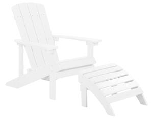 Sedia da giardino in plastica bianca in legno con poggiapiedi resistente agli agenti atmosferici in stile moderno Beliani