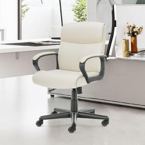 Sedia da ufficio con schienale alto, in ecopelle nera, ergonomica e con poggiatesta