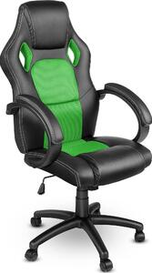 Sedia da ufficio nera/verde, rivestita in ecopelle, regolabile in altezza, larghezza 50 cm