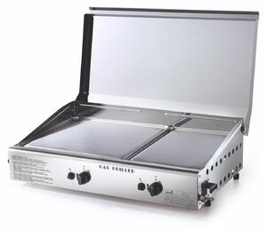 Ompagrill Barbecue Plancha Double 4071 Cover M Doppia Piastra Di Cottura A Gas Gpl/Metano In Acciaio Inox Con Coperchio E Accensione Piezoelettrica Italy