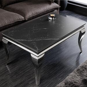 Tavolino moderno in stile barocco, marca riess-ambiente, 100 cm, colore nero, cromo, antracite, con finitura effetto marmo in Vetroceramica