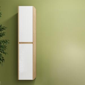 Kamalu colonna bagno sospesa 166 cm colore rovere naturale e bianco lucido | lac-amfi-rb