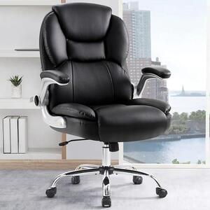 Sedia da ufficio ergonomica da 180 kg, sedia da scrivania, poltrona da ufficio per dirigenti, sedia girevole con braccioli rialzabili, regolabile in altezza, sedia da computer per ufficio e abitazioni (nera)