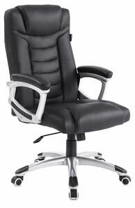 Sedia da ufficio ergonomica - Rivestita in ecopelle nera - Modello a forma di M - Struttura in metallo