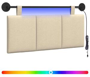 Testiera sospesa Con luce LED Crema Tessuto