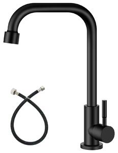 Rubinetto da cucina per acqua fredda, girevole a 360°, colore nero opaco