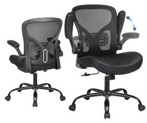 Sedia da ufficio ergonomica, sedia girevole in mesh con supporto lombare, colore nero