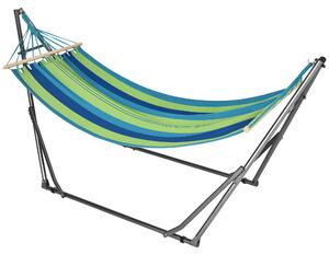 Outsunny Supporto con Amaca Autoportante Pieghevole, Amaca in Cotone e Struttura in Acciaio, Capacità max. 120kg, 270x100x94cm|Aosom