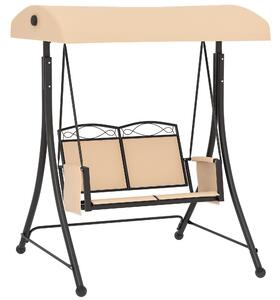 Dondolo Da Esterno Outsunny 2 Posti - Tettuccio Regolabile, Cuscini, Acciaio, Tessuto Teslin, Beige