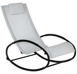Outsunny Sedia Sdraio a Dondolo da Giardino Ergonomica con Cuscino e Tessuto Traspirante per Interno ed Esterno, Grigia | Aosom