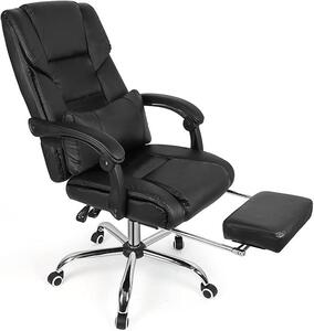 Sedia da ufficio, ergonomica, con supporto lombare e poggiapiedi, comoda sedia da ufficio in poliuretano