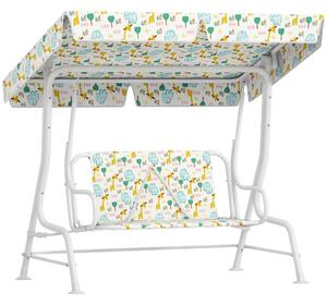 AIYAPLAY Dondolo per Bambini da Esterno a 2 Posti con Tettuccio Regolabile e Cinture di Sicurezza, 112x75x120 cm, Bianco