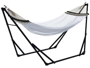 Outsunny Supporto per Amaca 120kg max con Amaca e Borsa Incluse, in Metallo, 263x89x100 cm, Nero e Bianco|Aosom