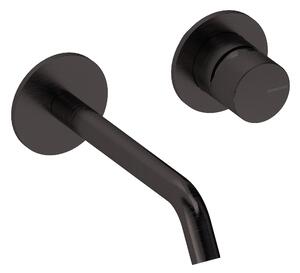 SANYCCES LOOP K ColdOpen Rubinetto lavabo a parete da incasso con sporgenza di 18 cm, corpo da incasso incluso, nero metallizzato