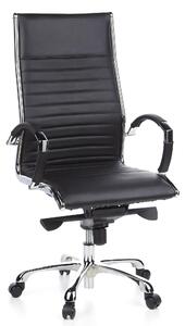 Sedia da ufficio con schienale alto, in pelle nera, ergonomica, altezza 125 cm