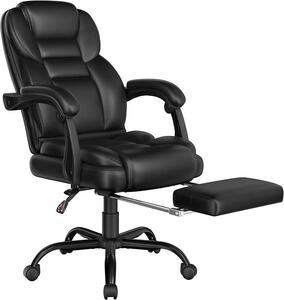Sedia da ufficio ergonomica, poltrona da ufficio per dirigenti con poggiapiedi, sedia da scrivania con braccioli regolabili, sedia da computer con schienale alto, regolabile in altezza, colore nero